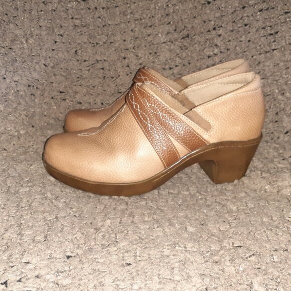 ARIAT-Tan/Brown-Dbl Strap Western Clogs-Leather-Sz 8M-Near Mint - Picture 2 of 9